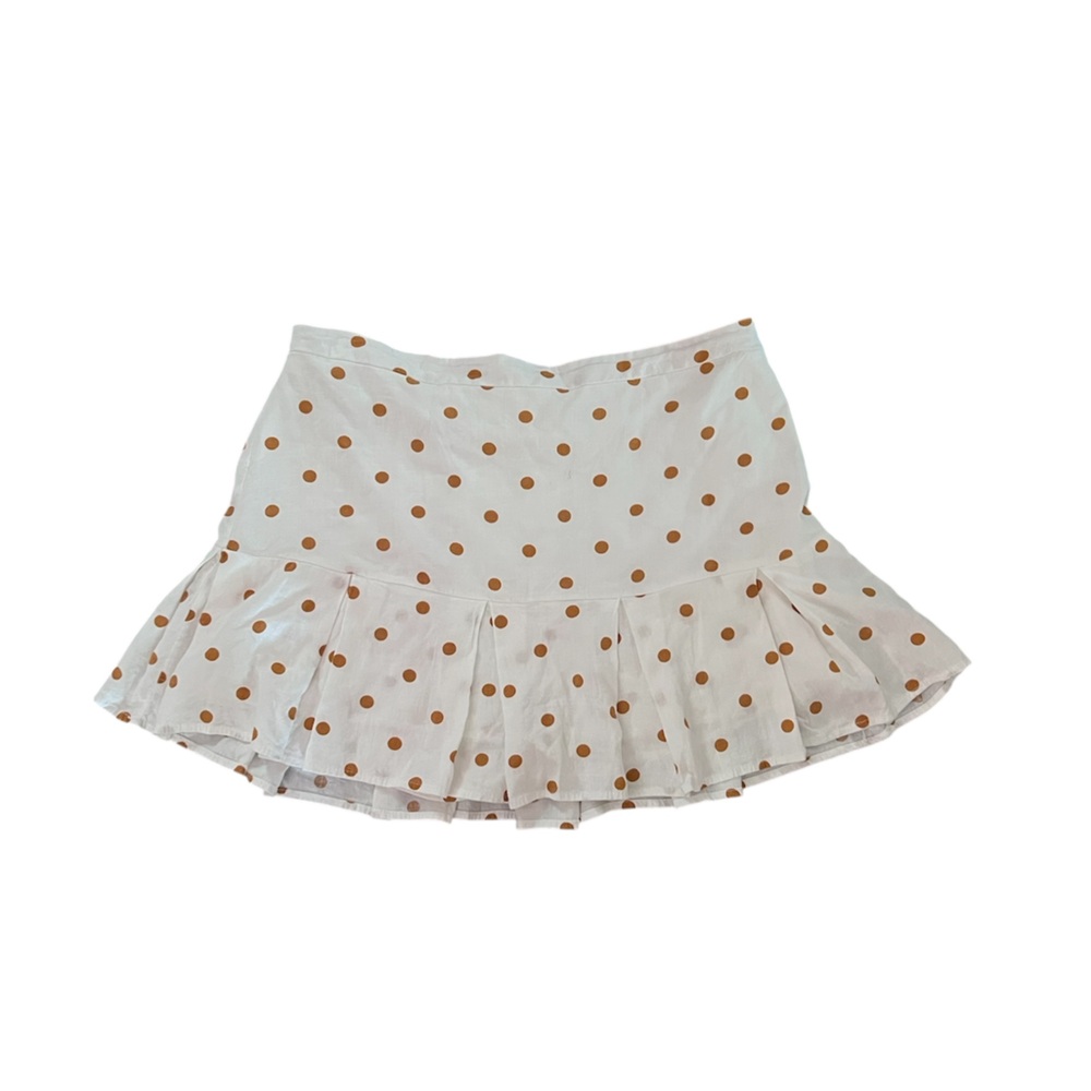 💗Urban Romantic White Skort with Brown Polka Dots